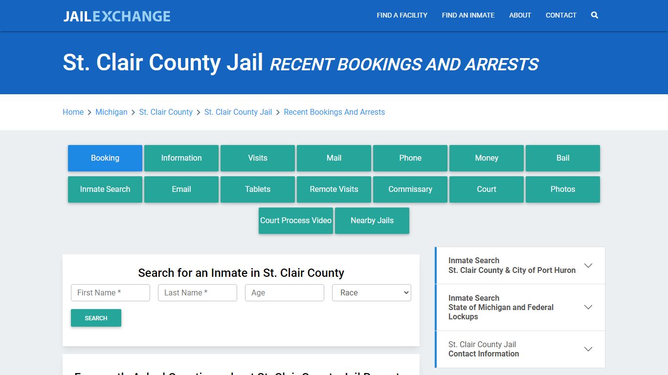 St. Clair County Jail MI Recent Arrests and Bookings - Jail Exchange